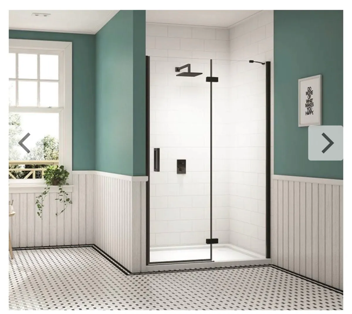 1200mm Merlyn Black Recessed Hinged Shower Door - Image 1