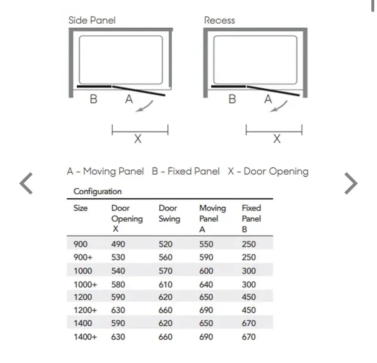 1200mm Merlyn Black Recessed Hinged Shower Door - Image 4