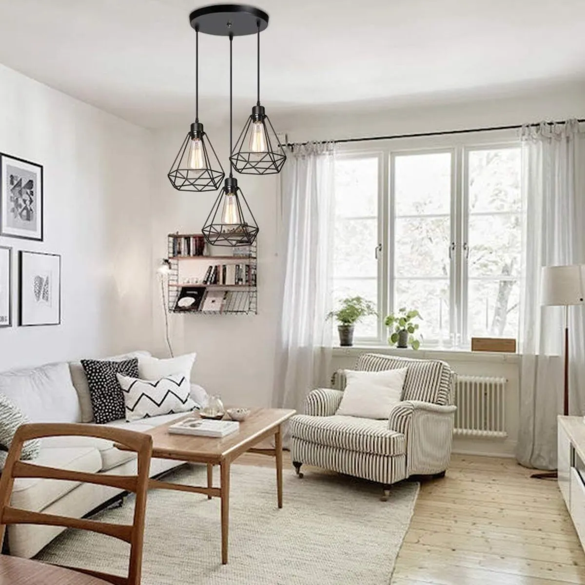 Industrial Vintage 3 Light Cage Ceiling Pendant - Image 1