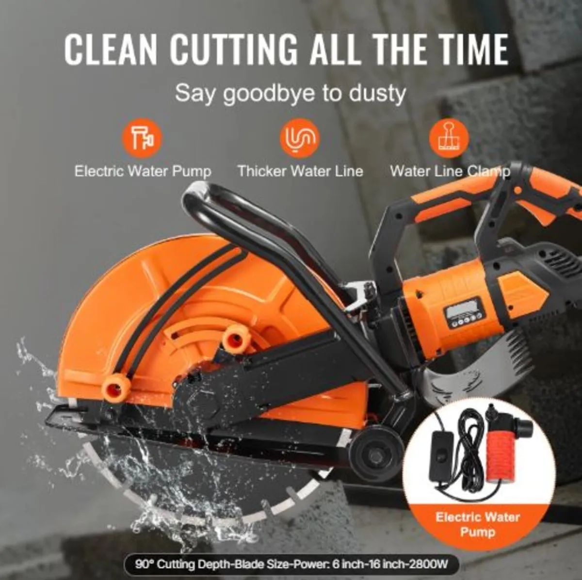 16"/40.6cm Electric Concrete Saw Wet/Dry Saw Cutte - Image 2