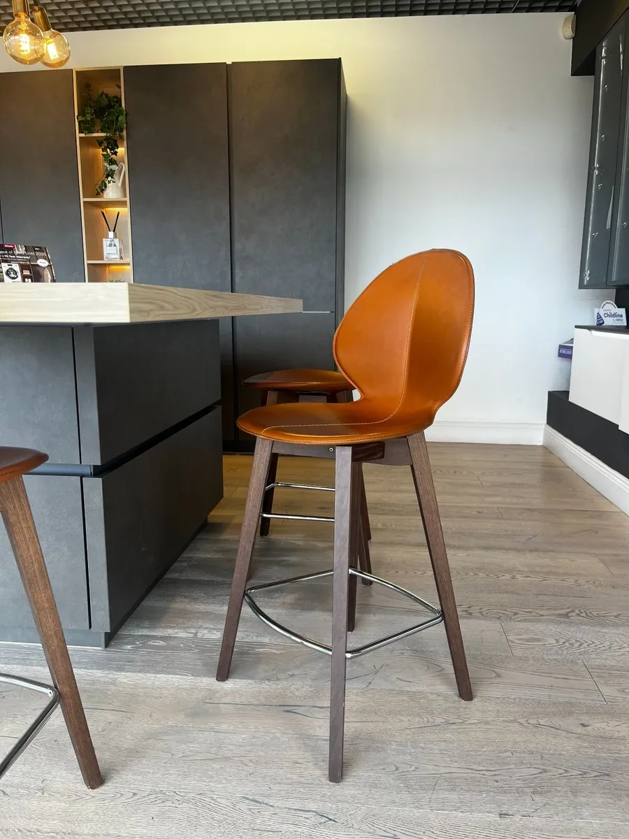 3x Calligaris Basil Stools Smoke & Cognac - Image 1