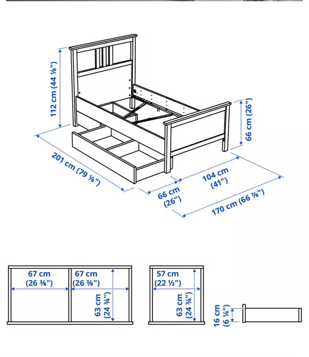 Single bed with storage drawers - Image 3