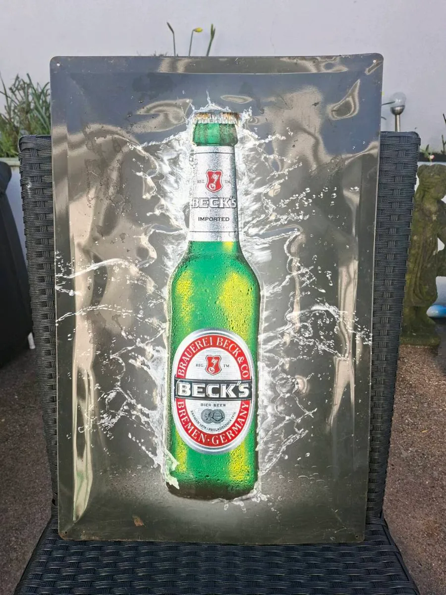 Official BECKS Beer Pub Advertising Sign - Image 1