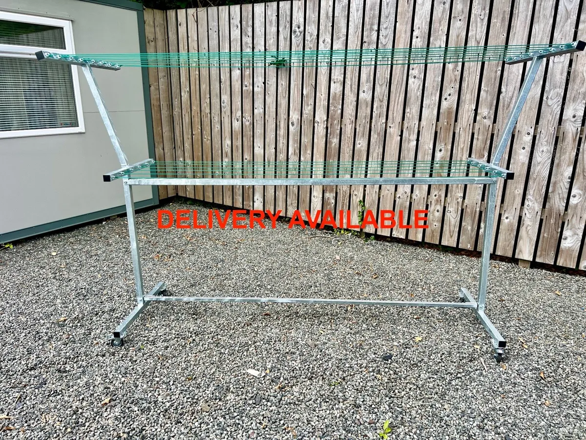 New 8ft Galvanised Mobile Clothes Line on Wheels - Image 1