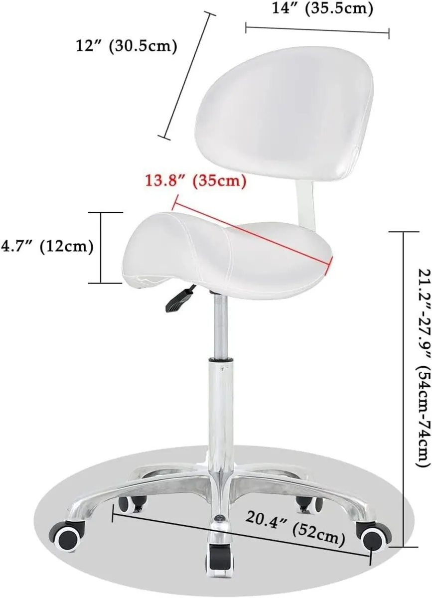 Hydraulic Saddle Stool Adjustable w/Backrest - Image 2