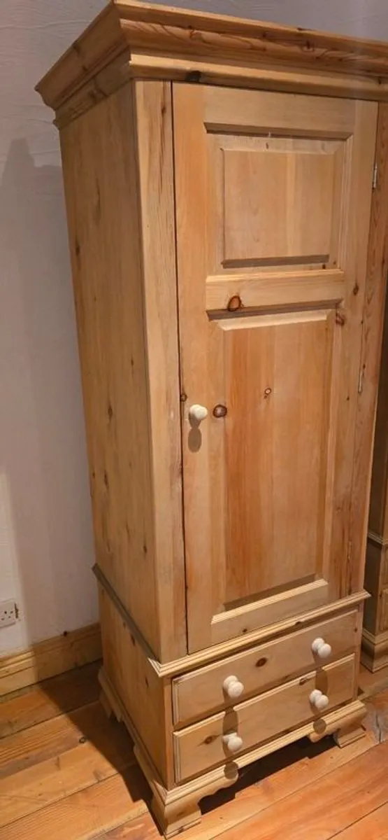 Stripped pine wardrobe or larder or armoire - Image 2
