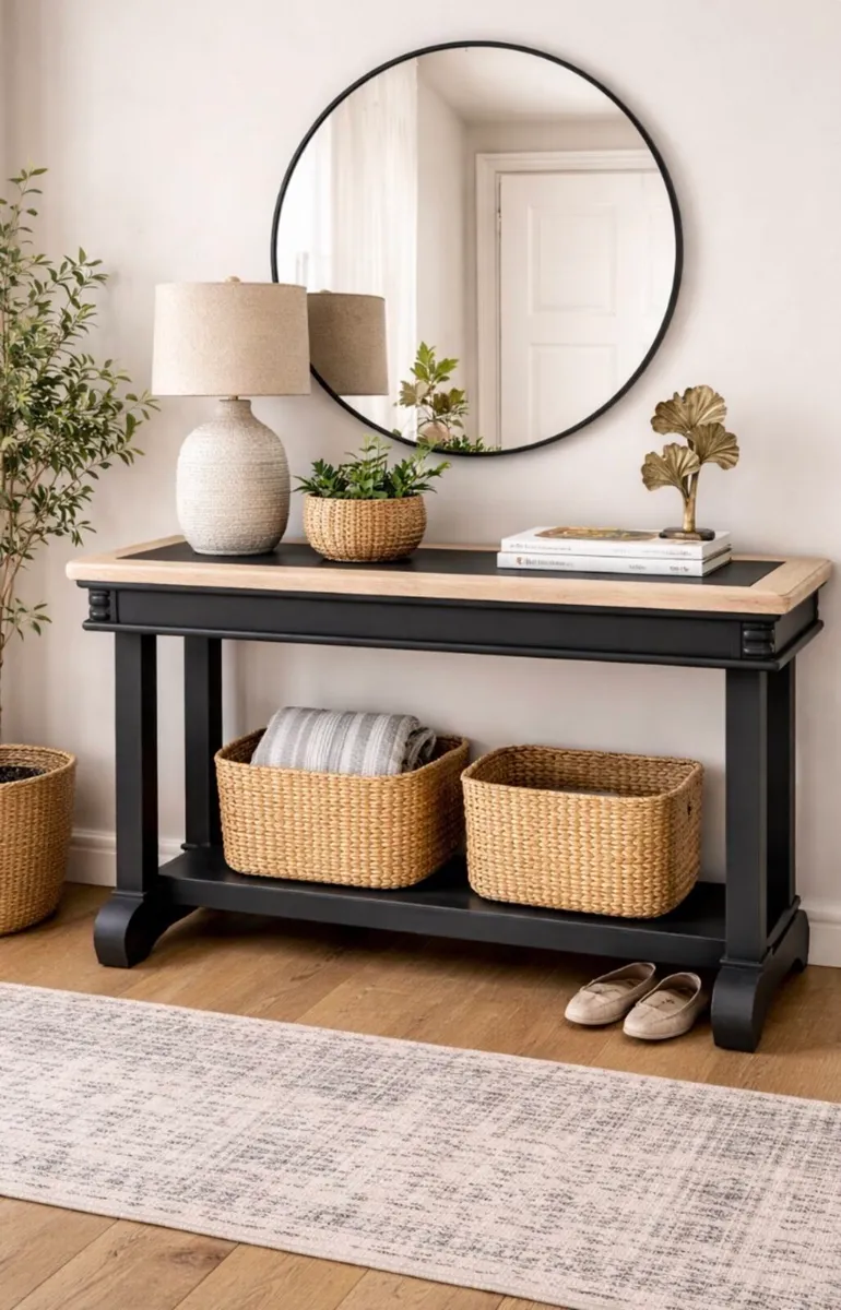 Large black solid hall table - Image 1