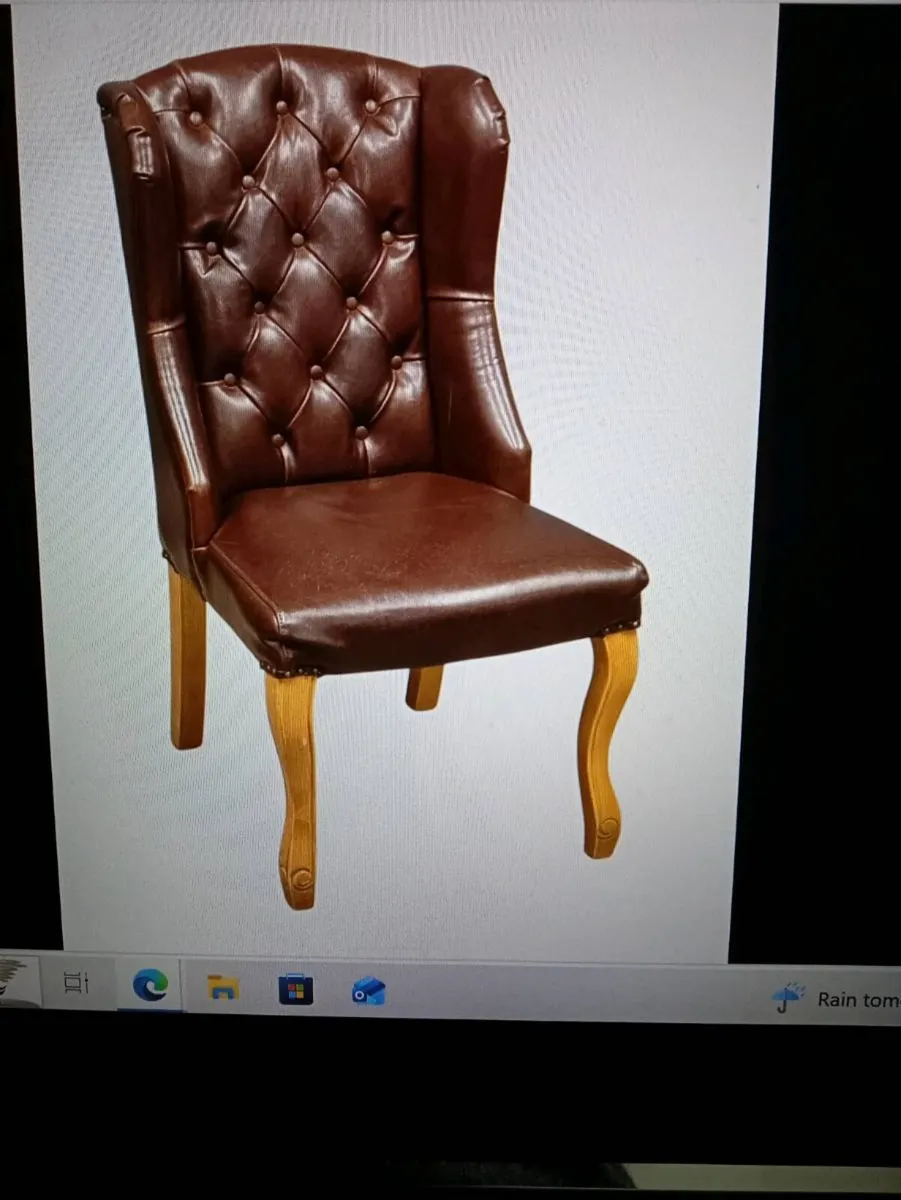 Deep button back wingback leather armchair - Image 1