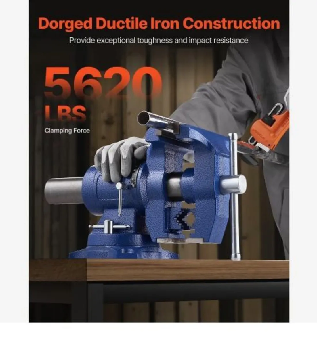 Heavy Duty Bench Vise, 165 mm / 6.5" Jaw - Image 2