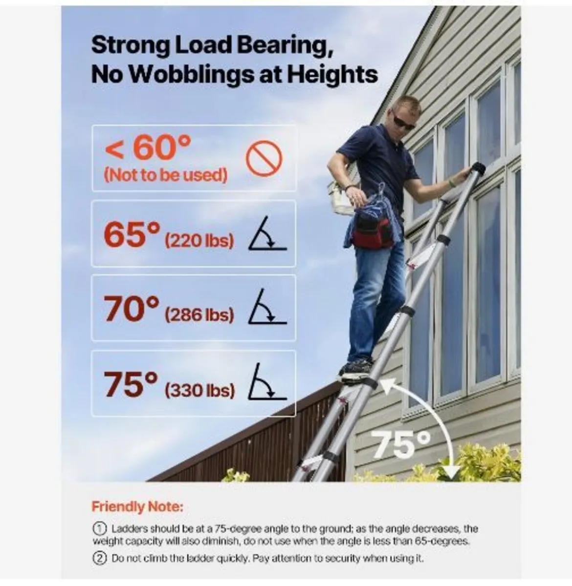 3.8m Telescoping Ladder, Aluminum Lightweight - Image 2