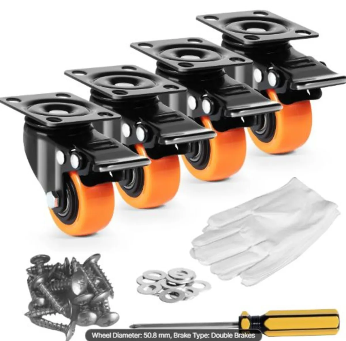 Caster Wheels, 5.1 cm Swivel Plate Casters, Set - Image 1