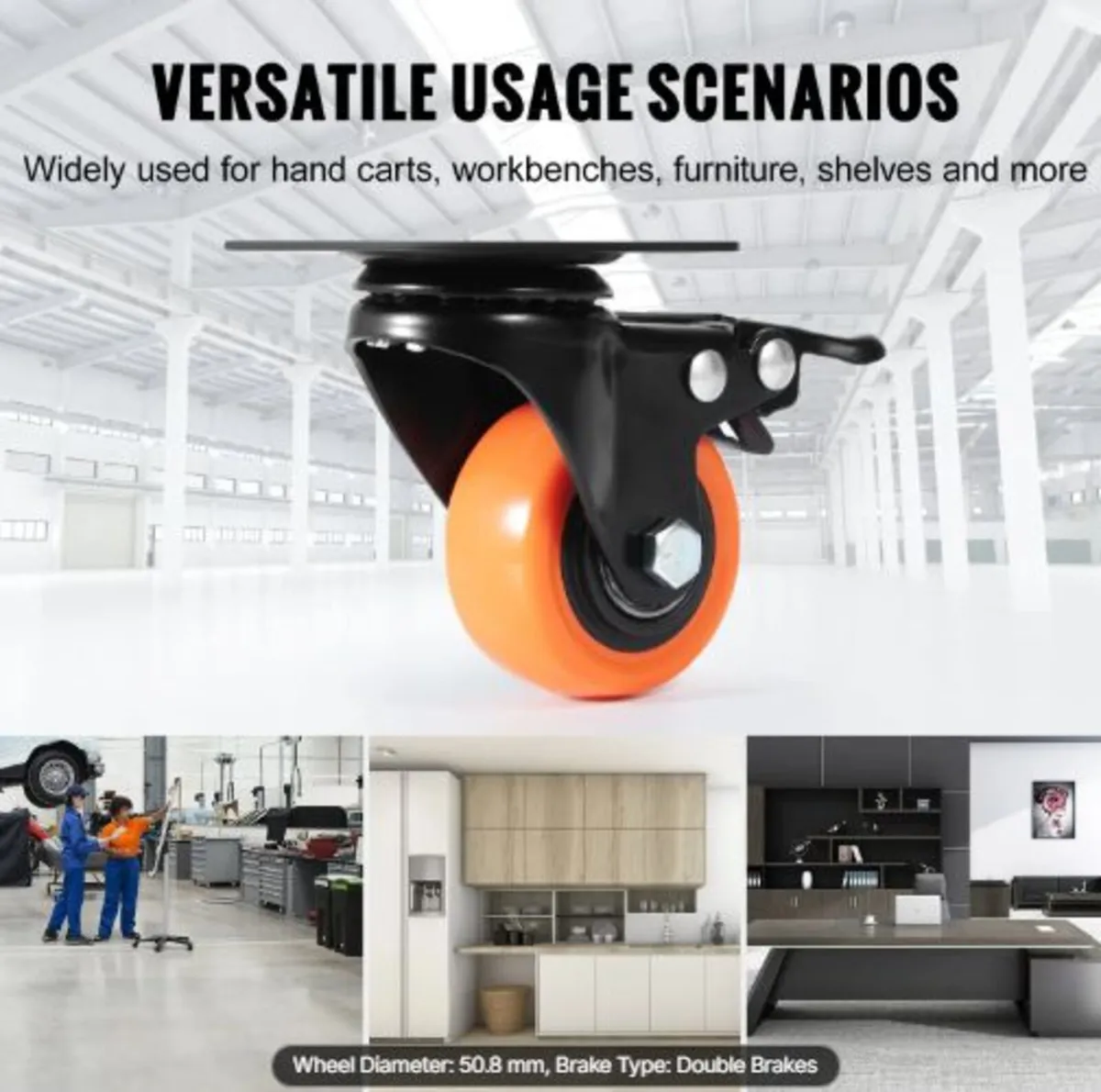 Caster Wheels, 5.1 cm Swivel Plate Casters, Set - Image 4