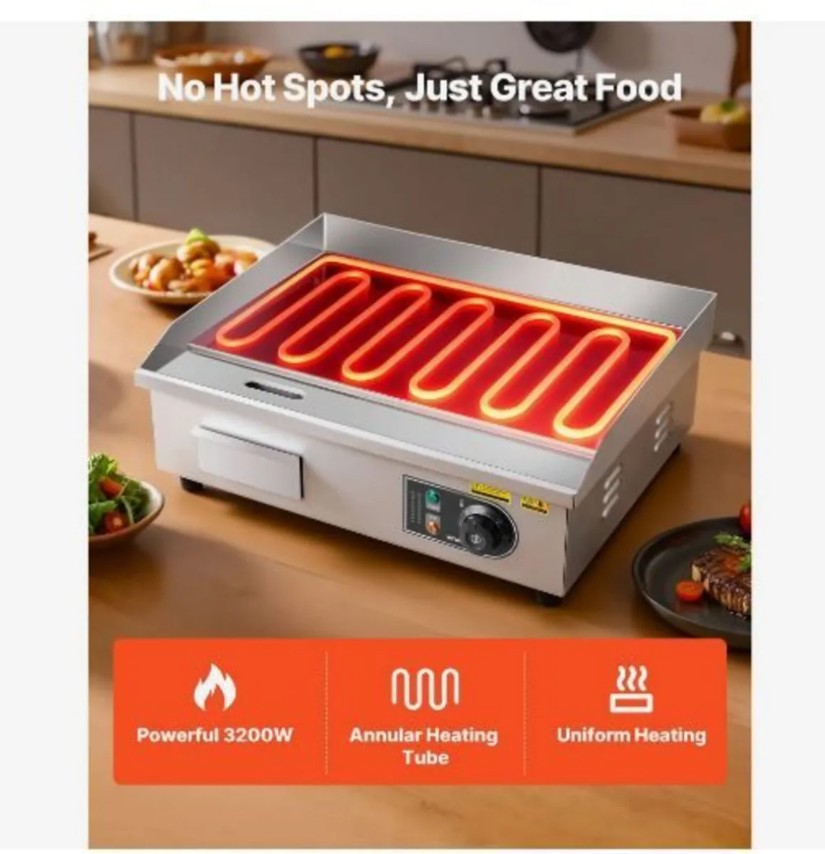 Commercial Electric Griddle, 535 x 300 mm, 3200W - Image 2