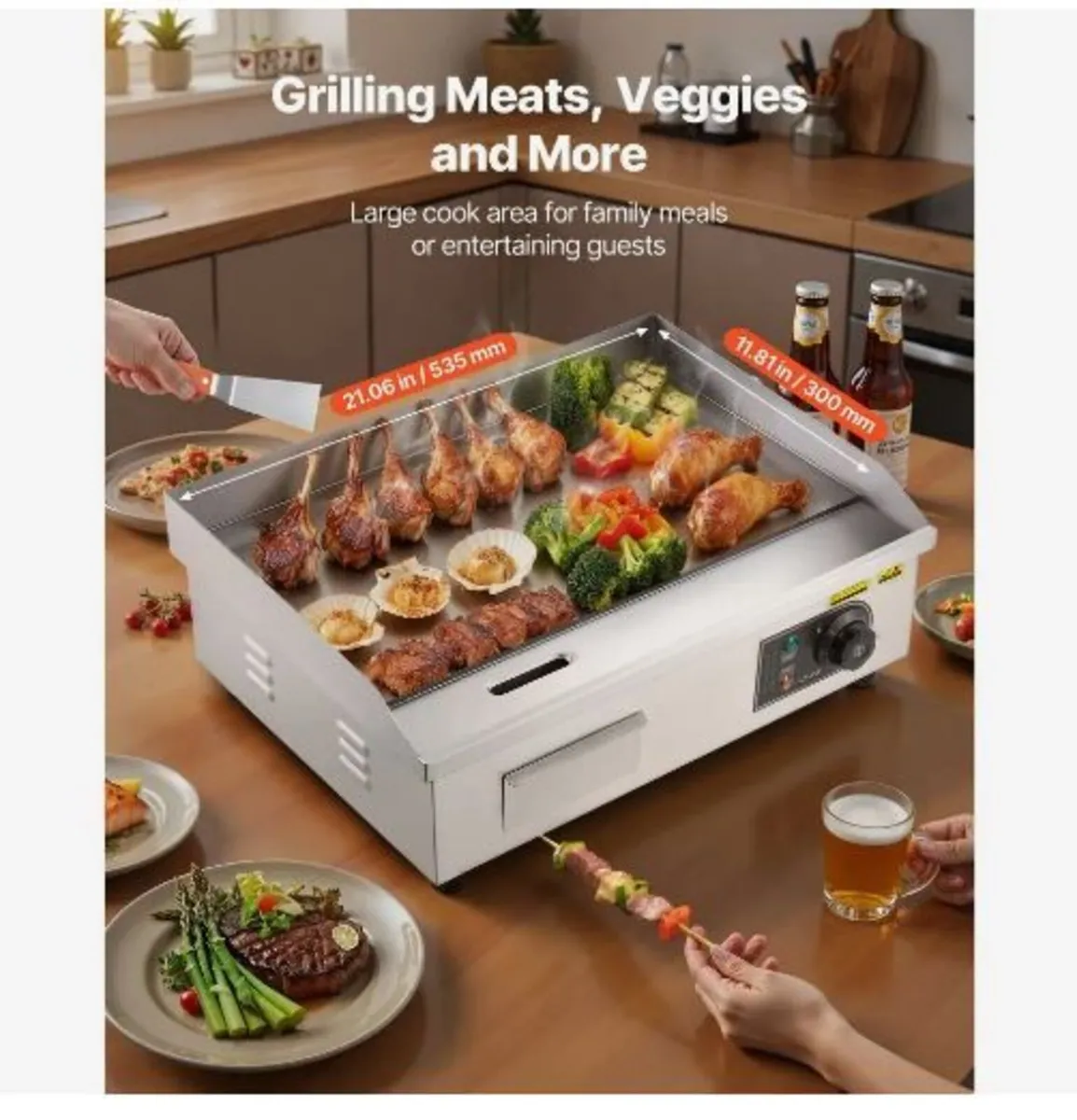 Commercial Electric Griddle, 535 x 300 mm, 3200W - Image 3