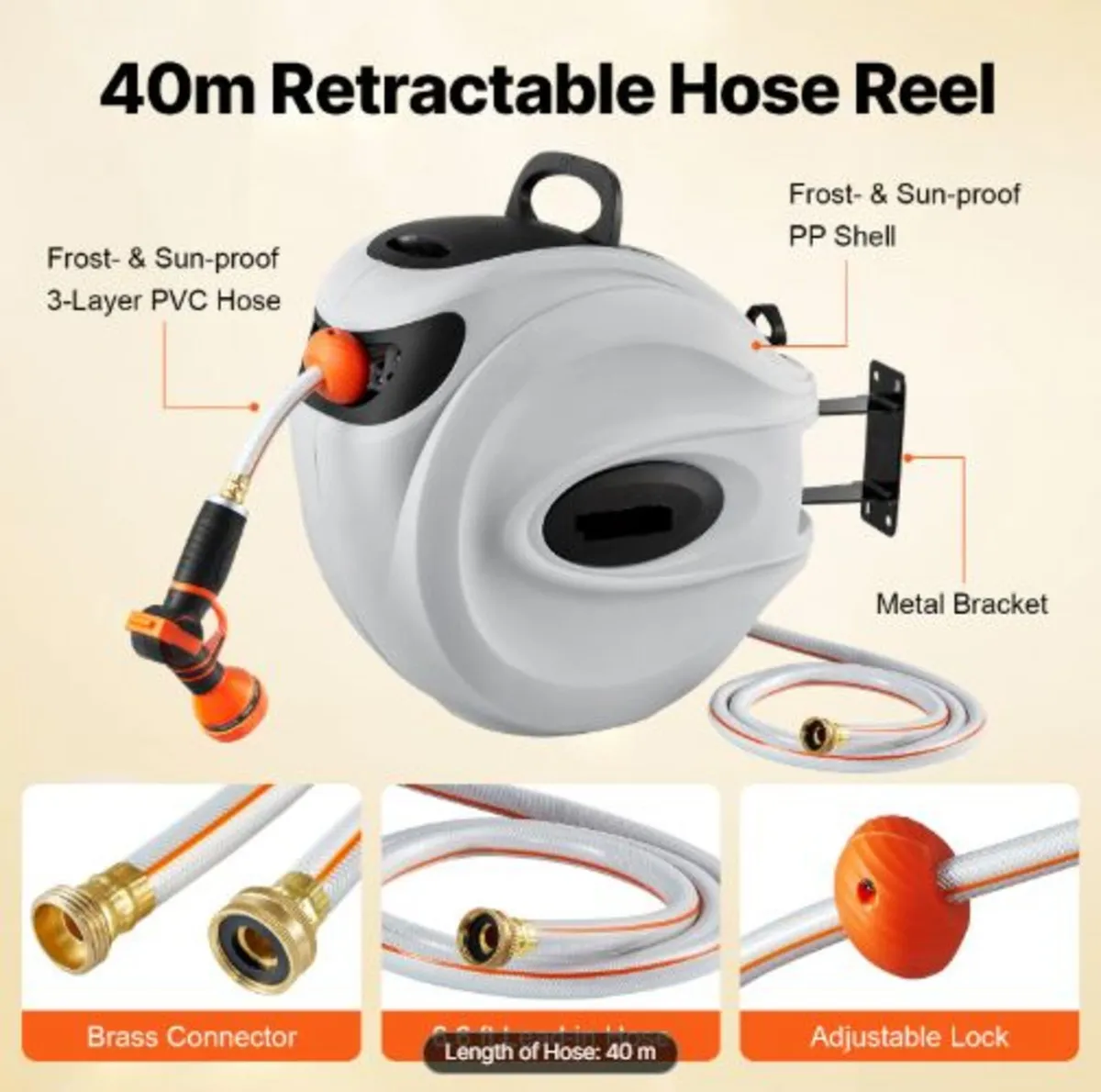 Retractable Garden Hose Reel, 1/2" x 131.23 ft - Image 4