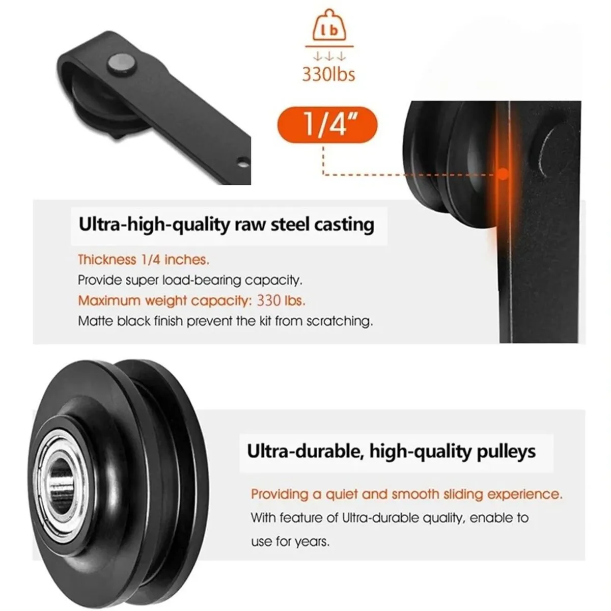 10FT Double Sliding Barn Door Kit J-Shape Track - Image 4