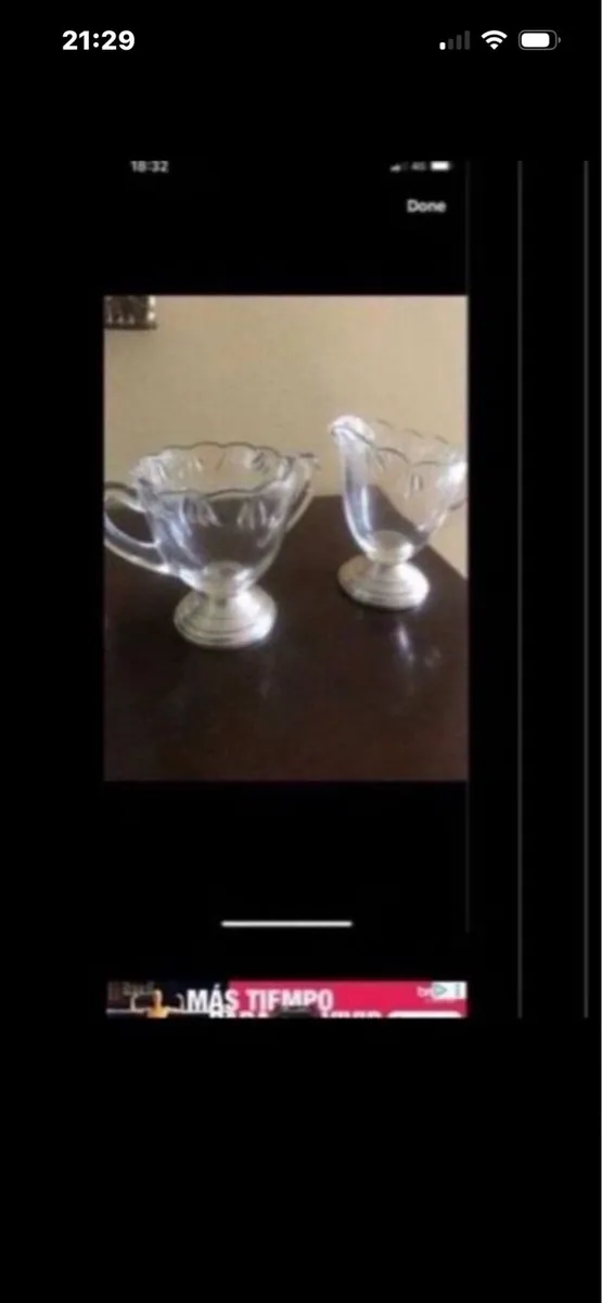 Antique Silver Weighted Milk & Sugar Bowl - Image 1