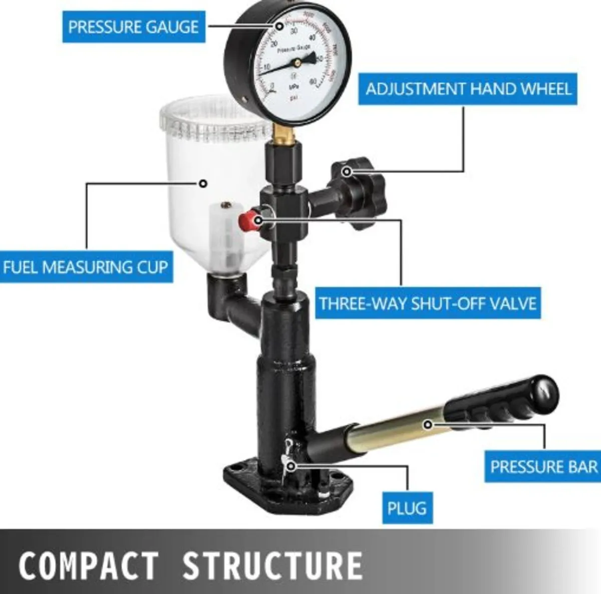 600 Bar Injector Tester 0.8L Fuel Pressure Gauge, - Image 2