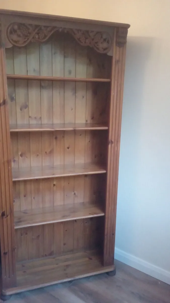 One wood bookcase, one wood TV cabinet - Image 3