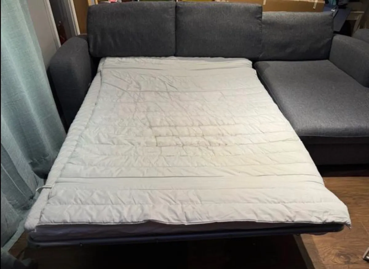 DFS Grey Sofabed with Chaise Long and Ottoy - Image 3