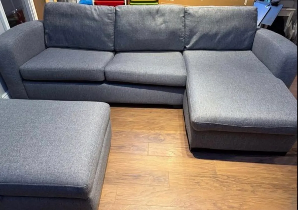 DFS Grey Sofabed with Chaise Long and Ottoy - Image 1