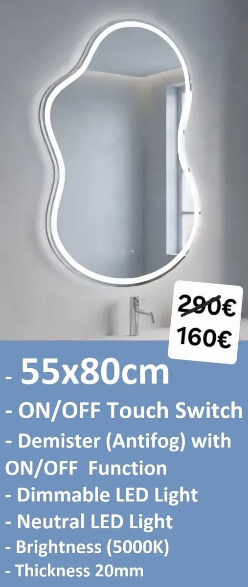 LED Bathroom Mirror Antifog Makeup Illuminated - Image 1