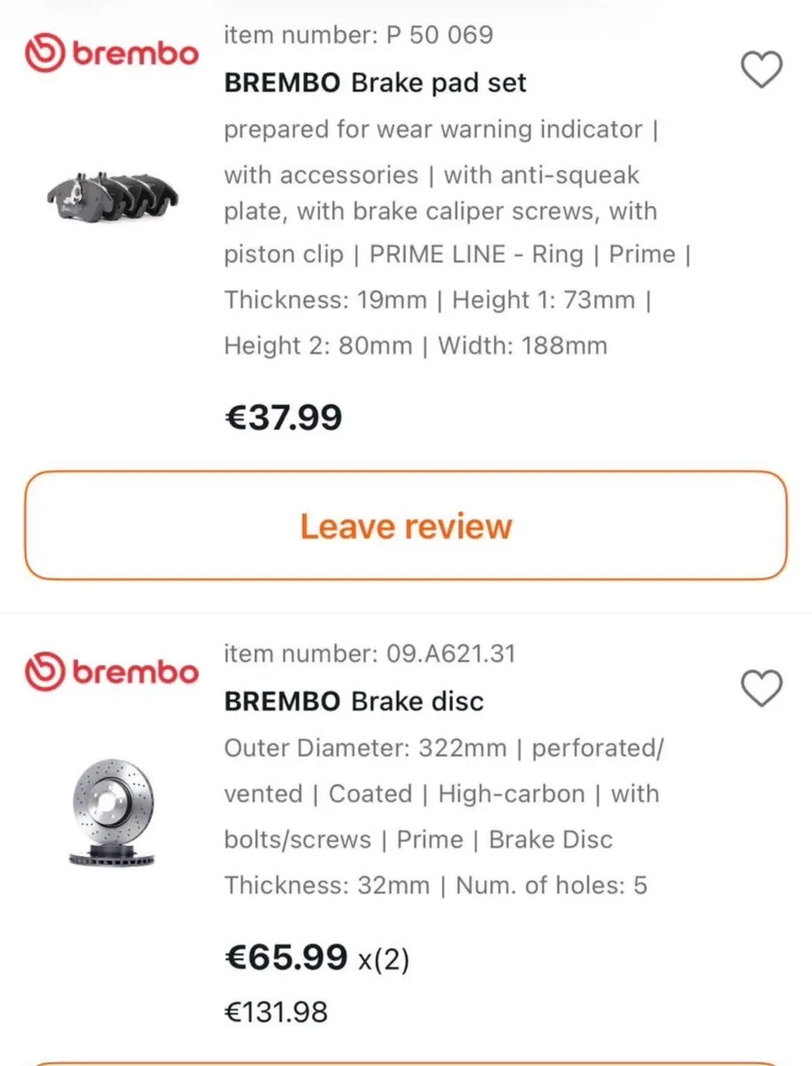 Brembo discs / pads front