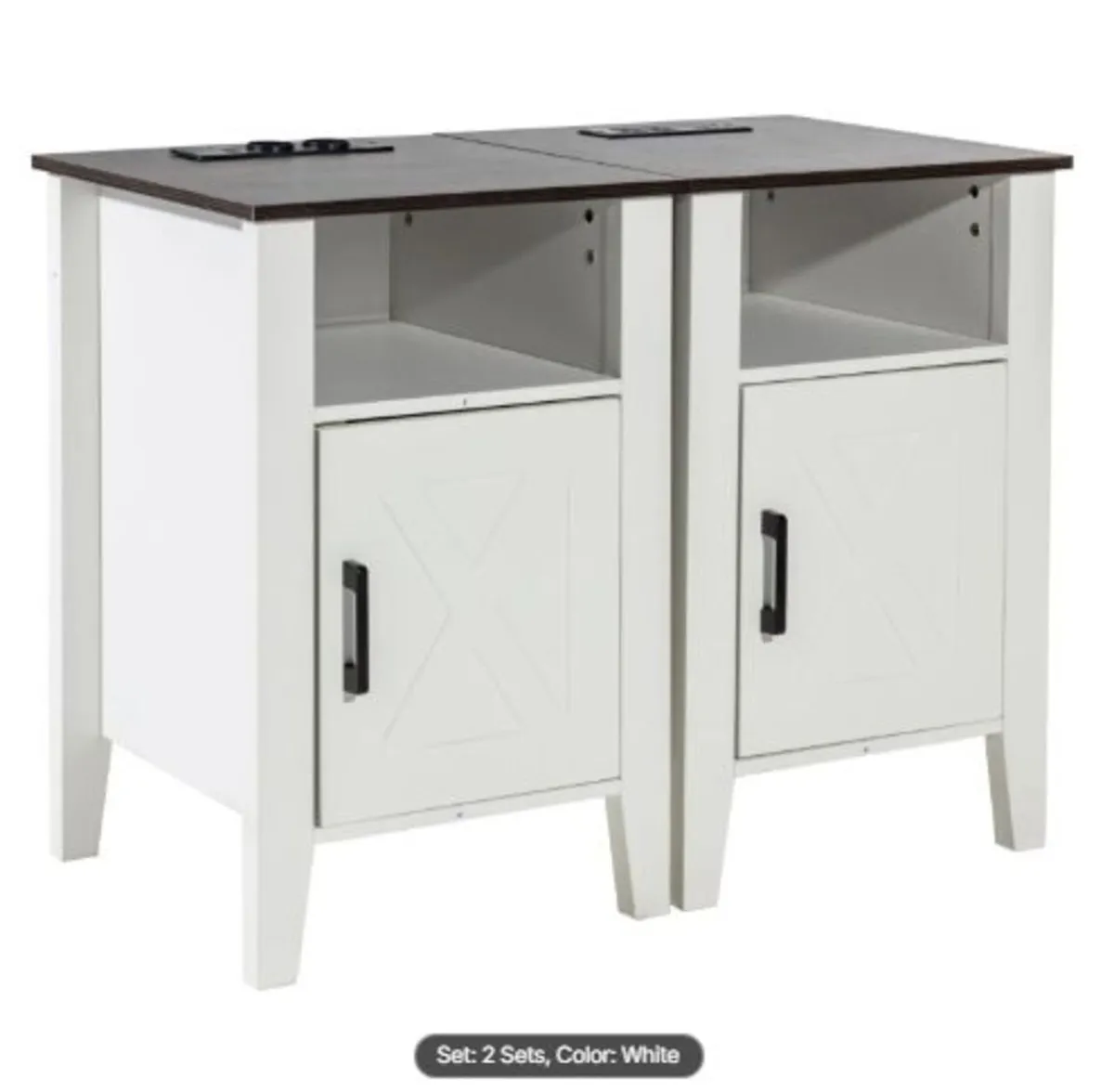 Farmhouse End Table, Set of 2, Square Night Stand - Image 1