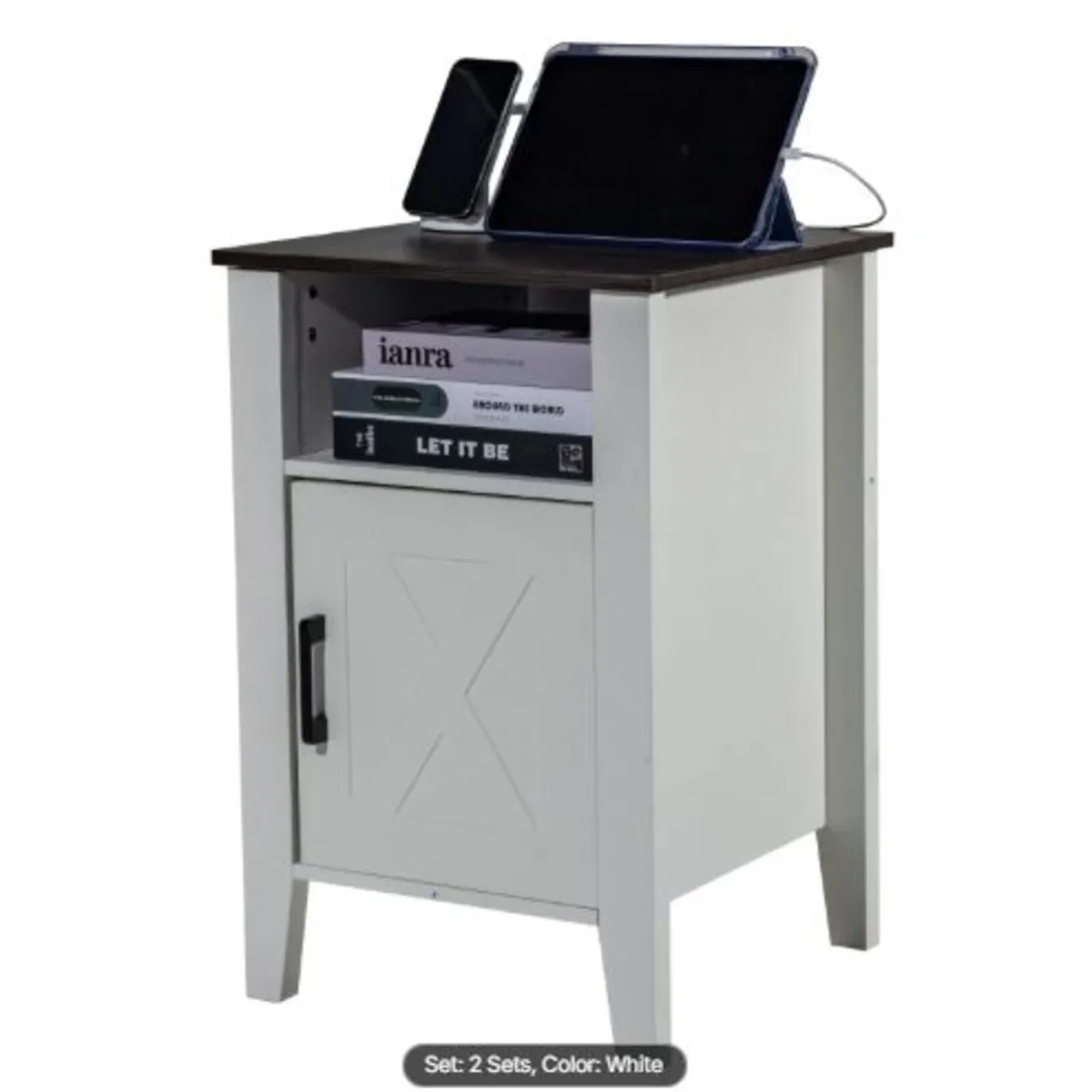 Farmhouse End Table, Set of 2, Square Night Stand - Image 4