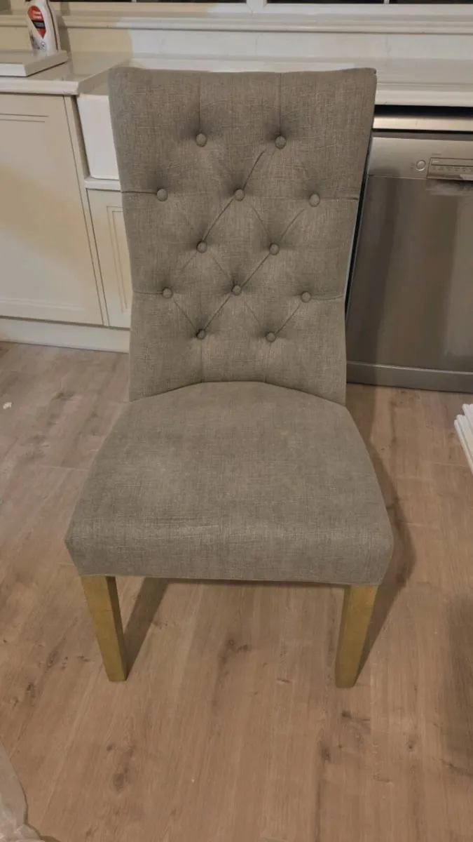 Grey Tufted Parsons Dining Chairs x4 - Image 1