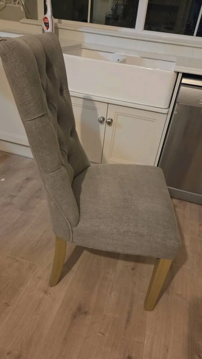 Grey Tufted Parsons Dining Chairs x4 - Image 3