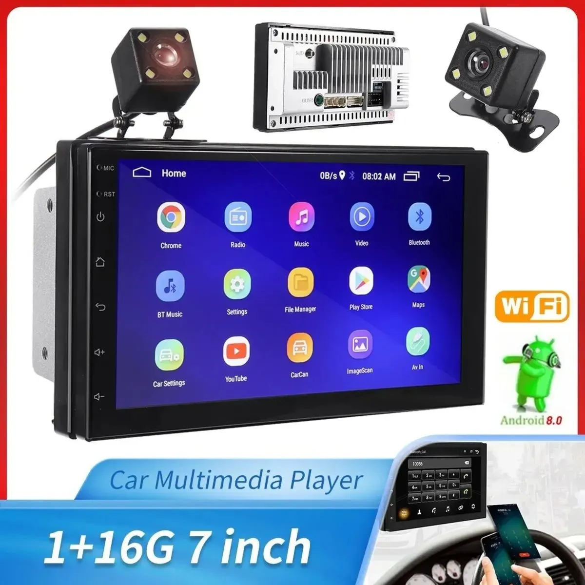 Android 7" 2 Din Car Stereo Radio Touch Bluetooth - Image 3