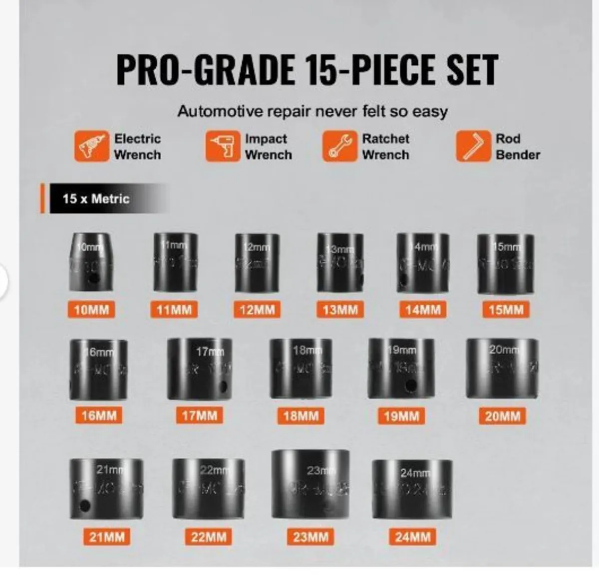 3/8" Drive Impact Socket Set, 15 Piece - Image 3