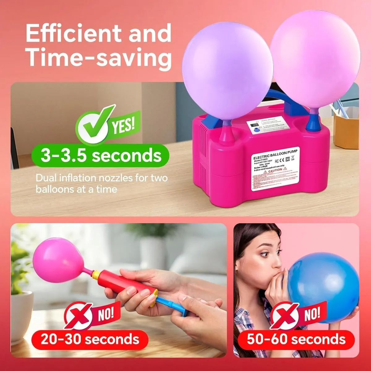 Electric Balloon Pump Double Nozzle Fast Inflate - Image 3