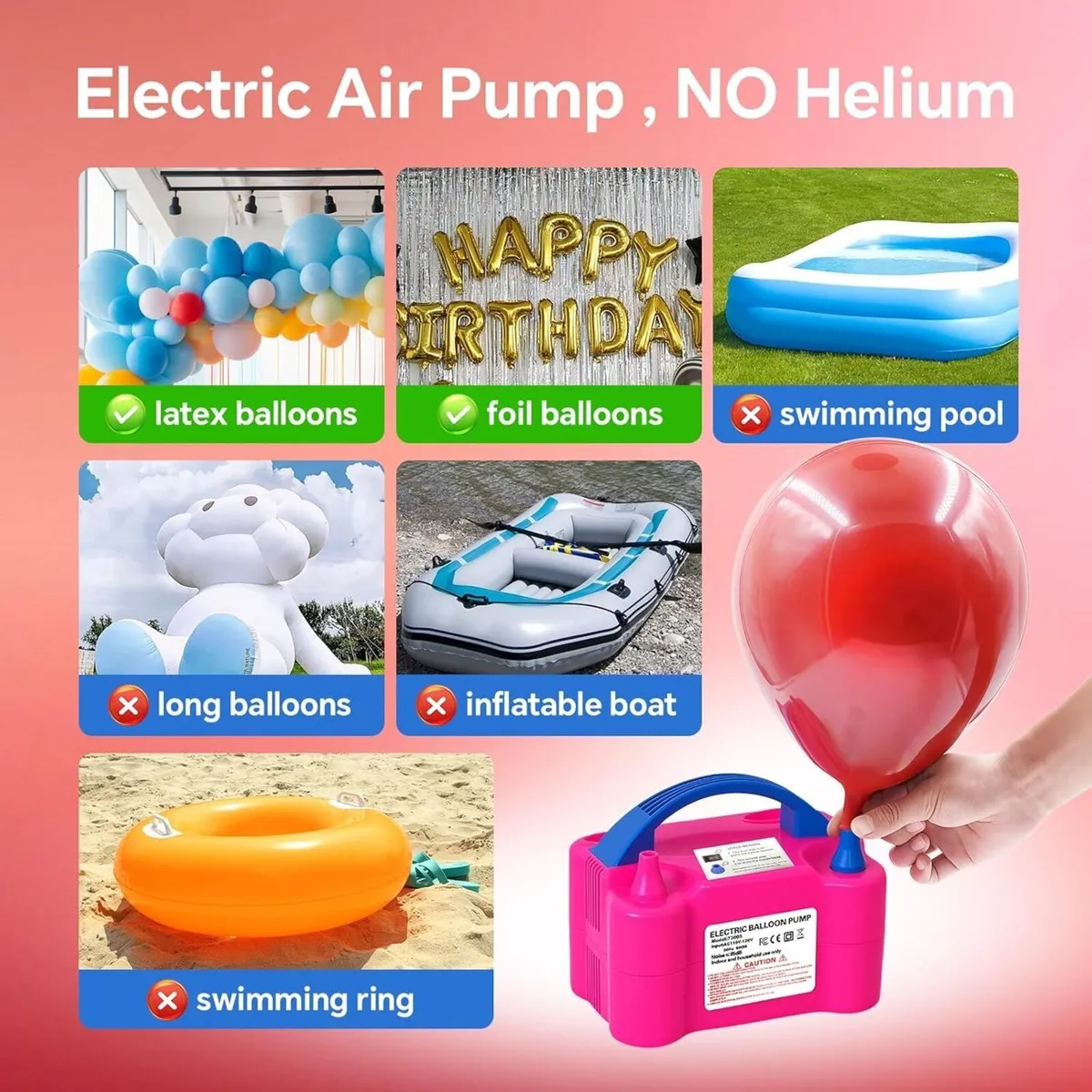 Electric Balloon Pump Double Nozzle Fast Inflate - Image 4