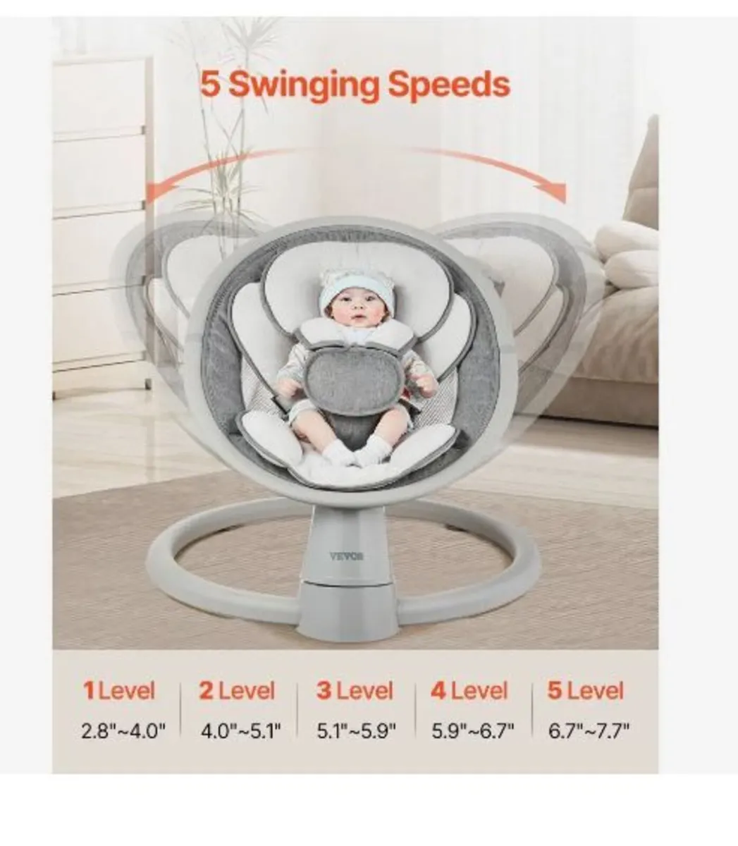 Baby Swing, 5-Speed Baby Rocker Swing - Image 2