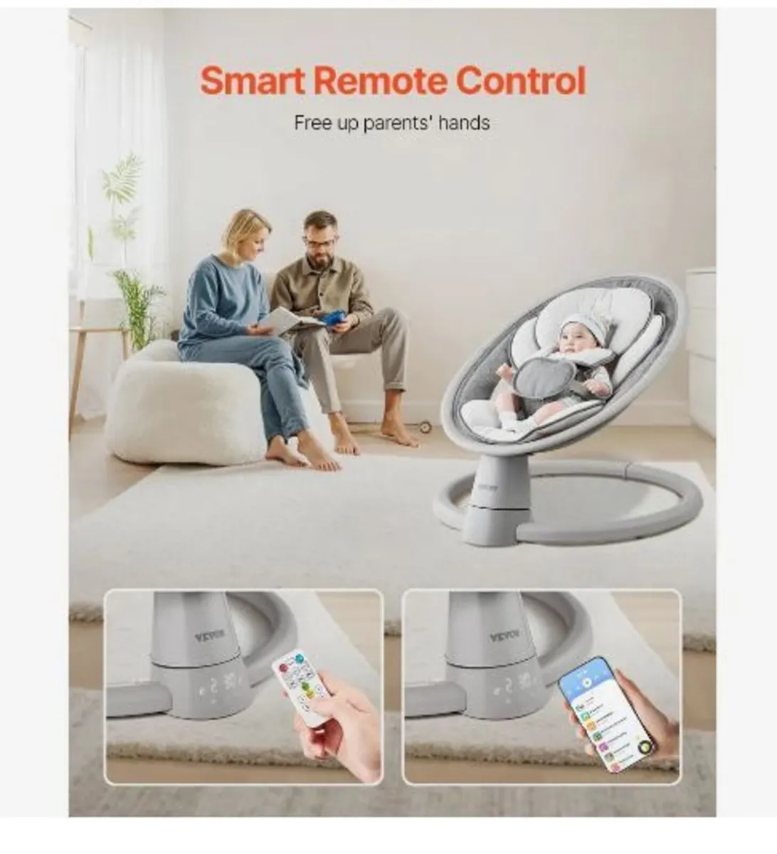 Baby Swing, 5-Speed Baby Rocker Swing - Image 3