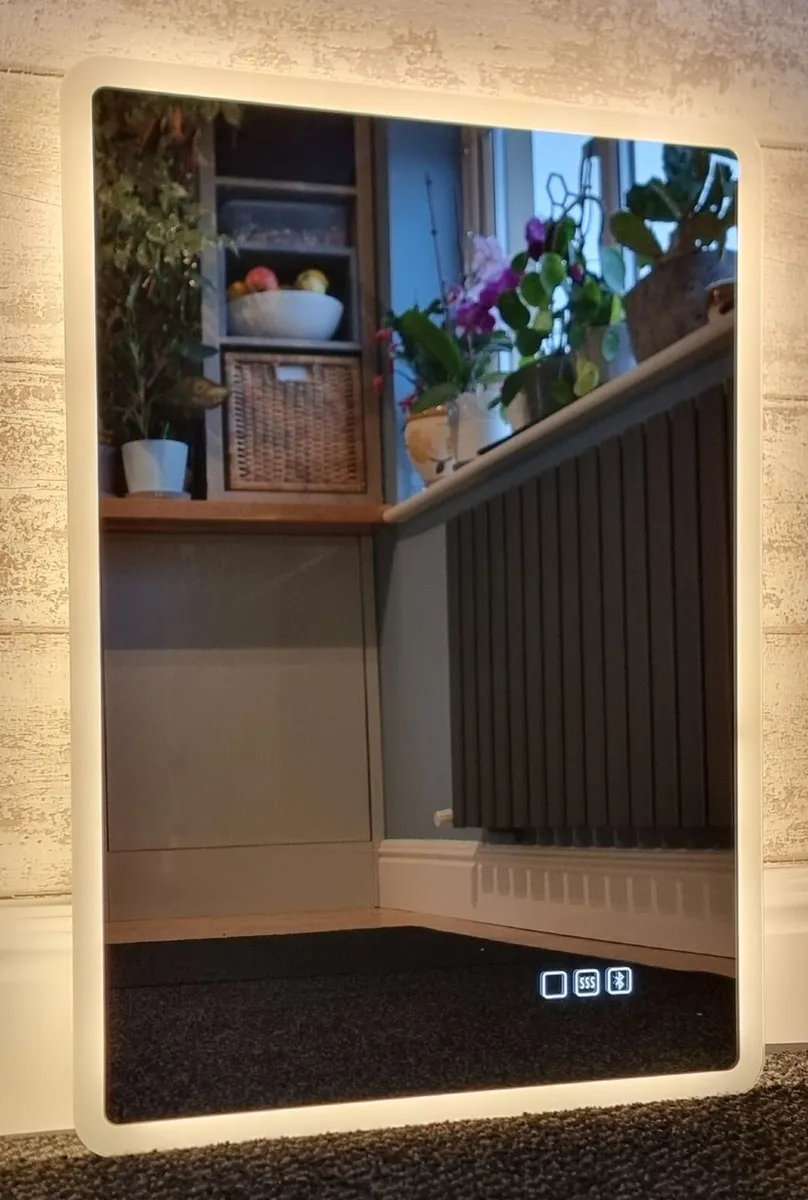 LED Bathroom Mirror 50x70cm Speakers Defogger - Image 1