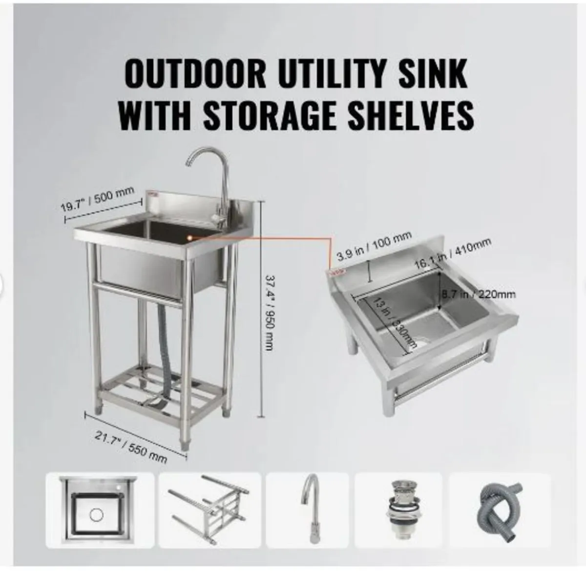 Stainless Steel Utility Sink - Image 2