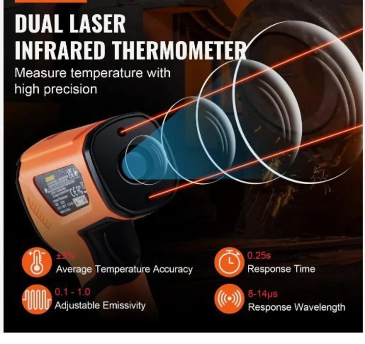 Infrared Thermometer, -40~2732°F Dual Laser - Image 2