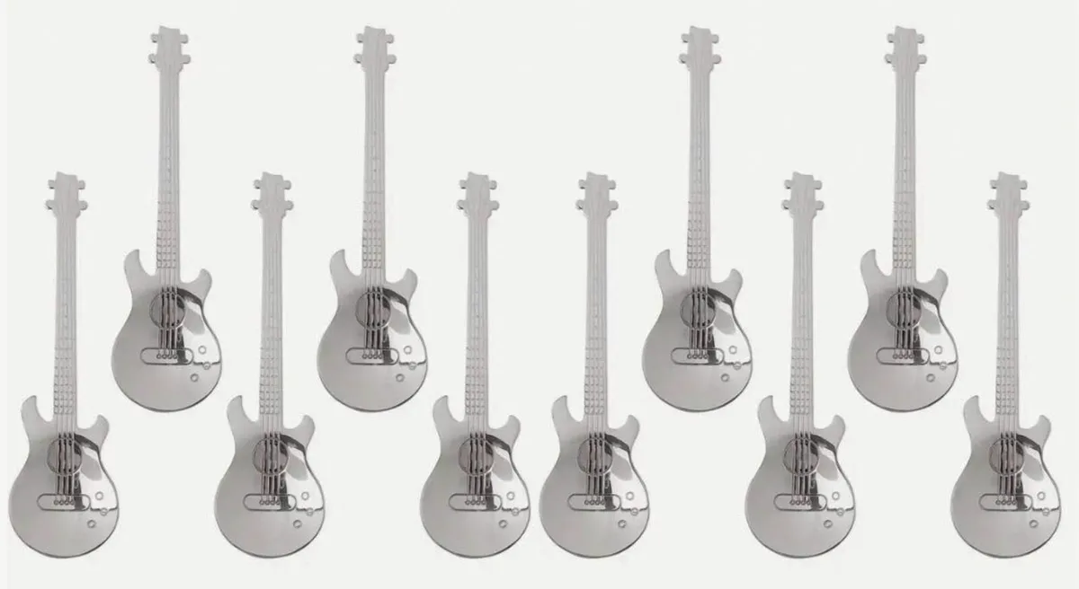 10 Stainless Steel Guitar Shaped Spoons (new). - Image 1