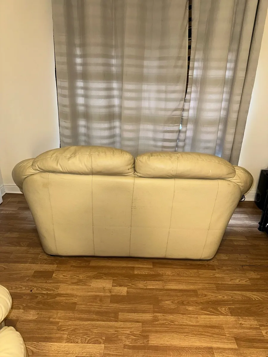 Beige Leather Sofa Set - 3 Seater and 2 seater - Image 2