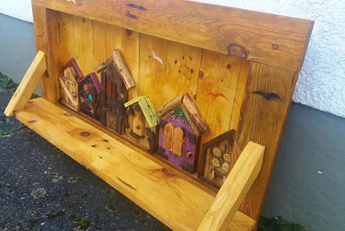 Rustic Fairy door / enchanted door floating shelf. - Image 2