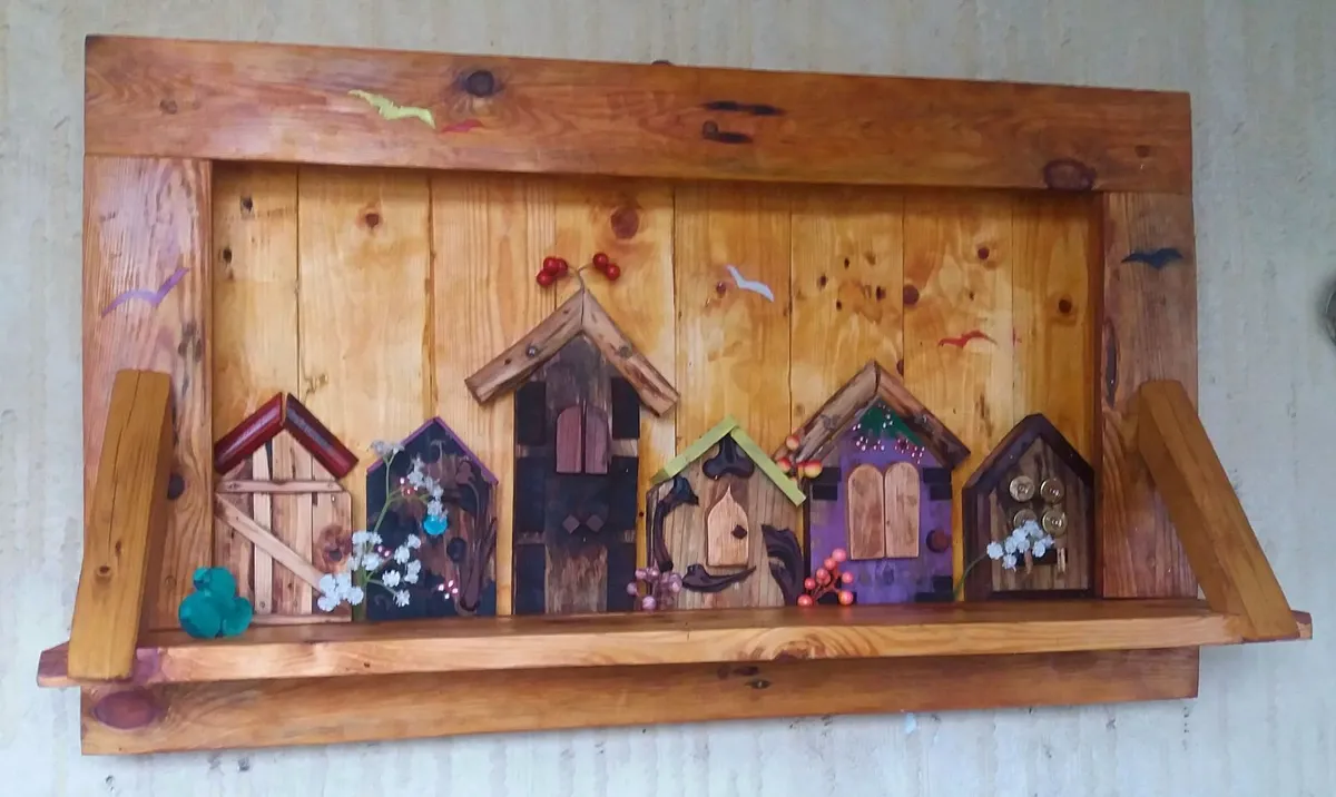 Rustic Fairy door / enchanted door floating shelf. - Image 1