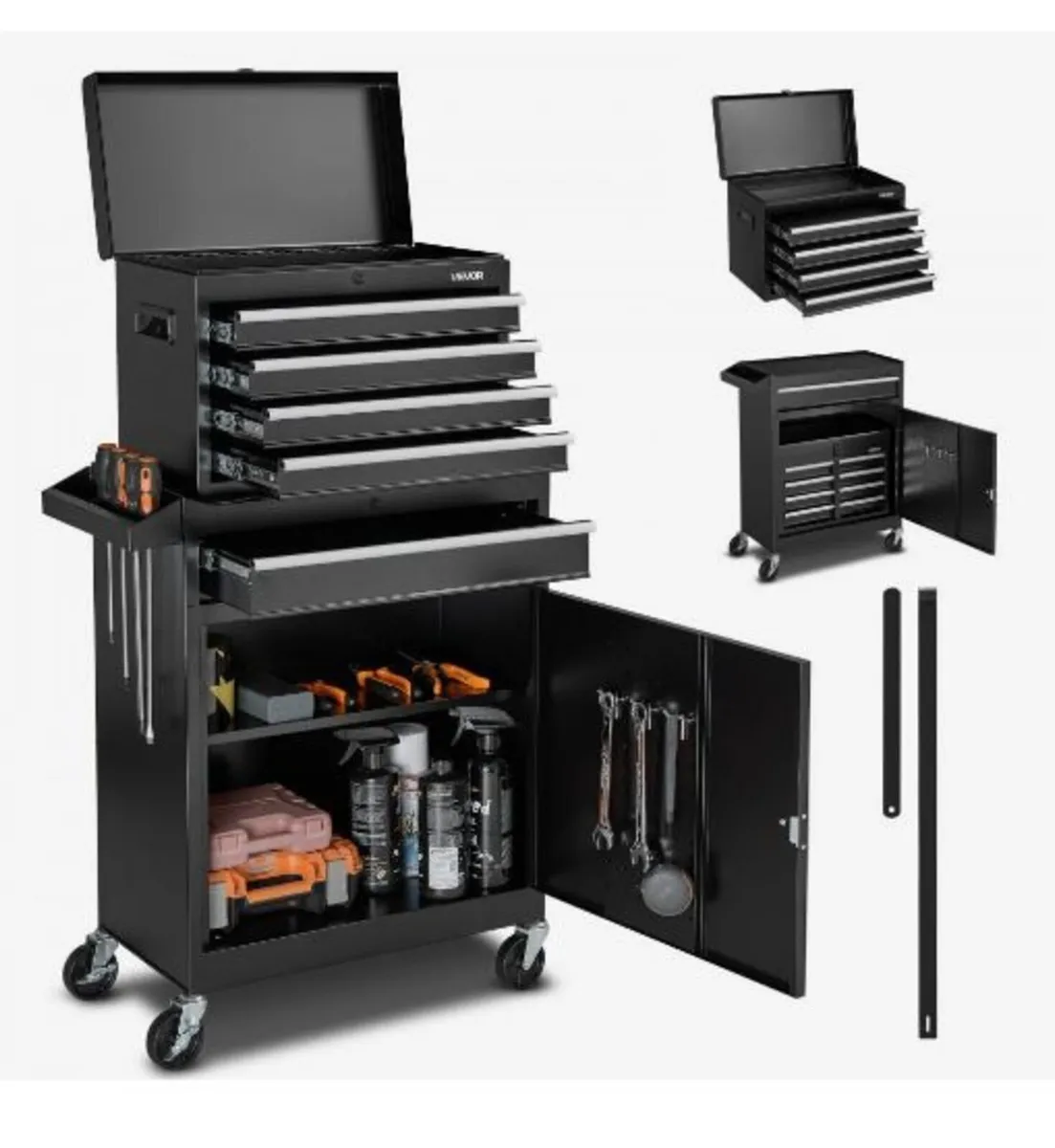 Rolling Tool Chest, 2-in-1 Design, 5 Drawers Tool - Image 1