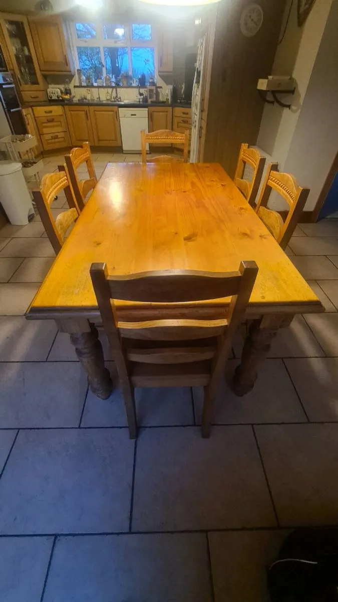 Solid Wood Table and 6 Chairs - Image 2