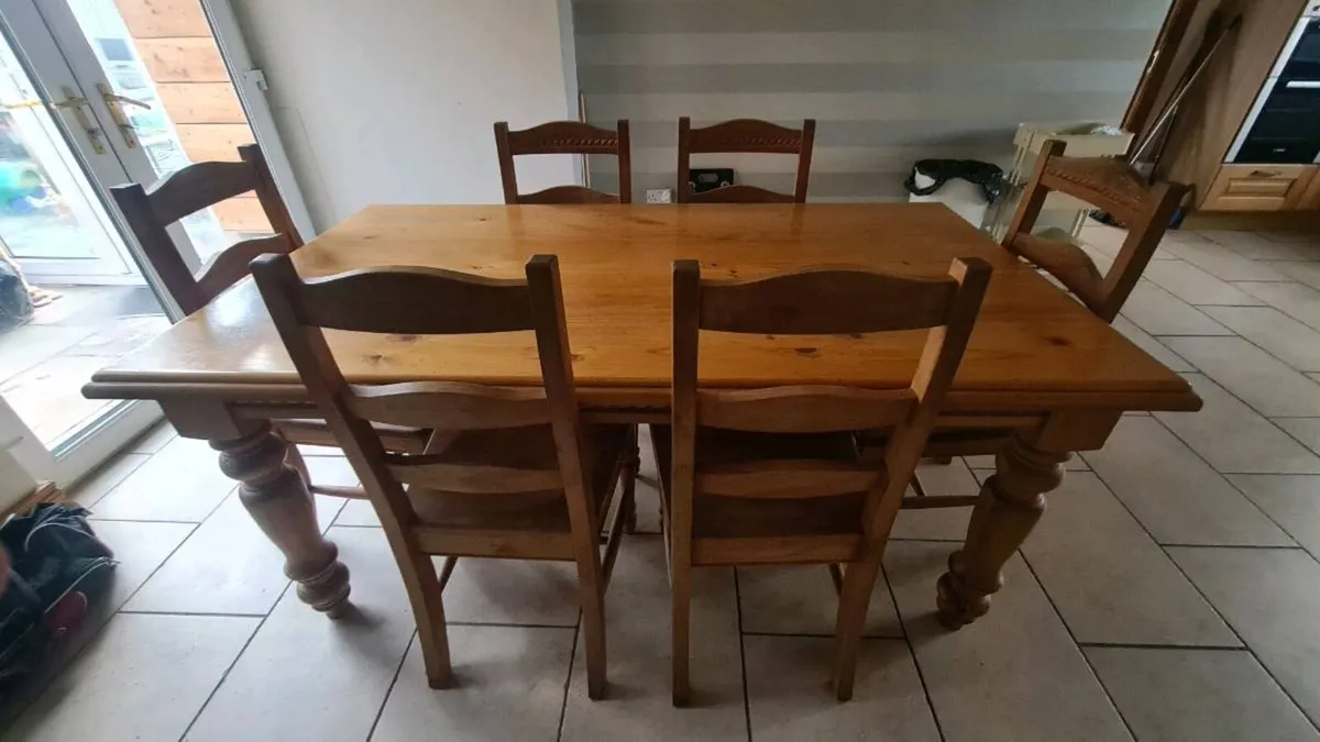 Solid Wood Table and 6 Chairs - Image 3