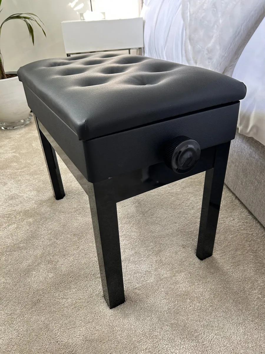Height Adjustable Piano Stool with Storage - Image 1