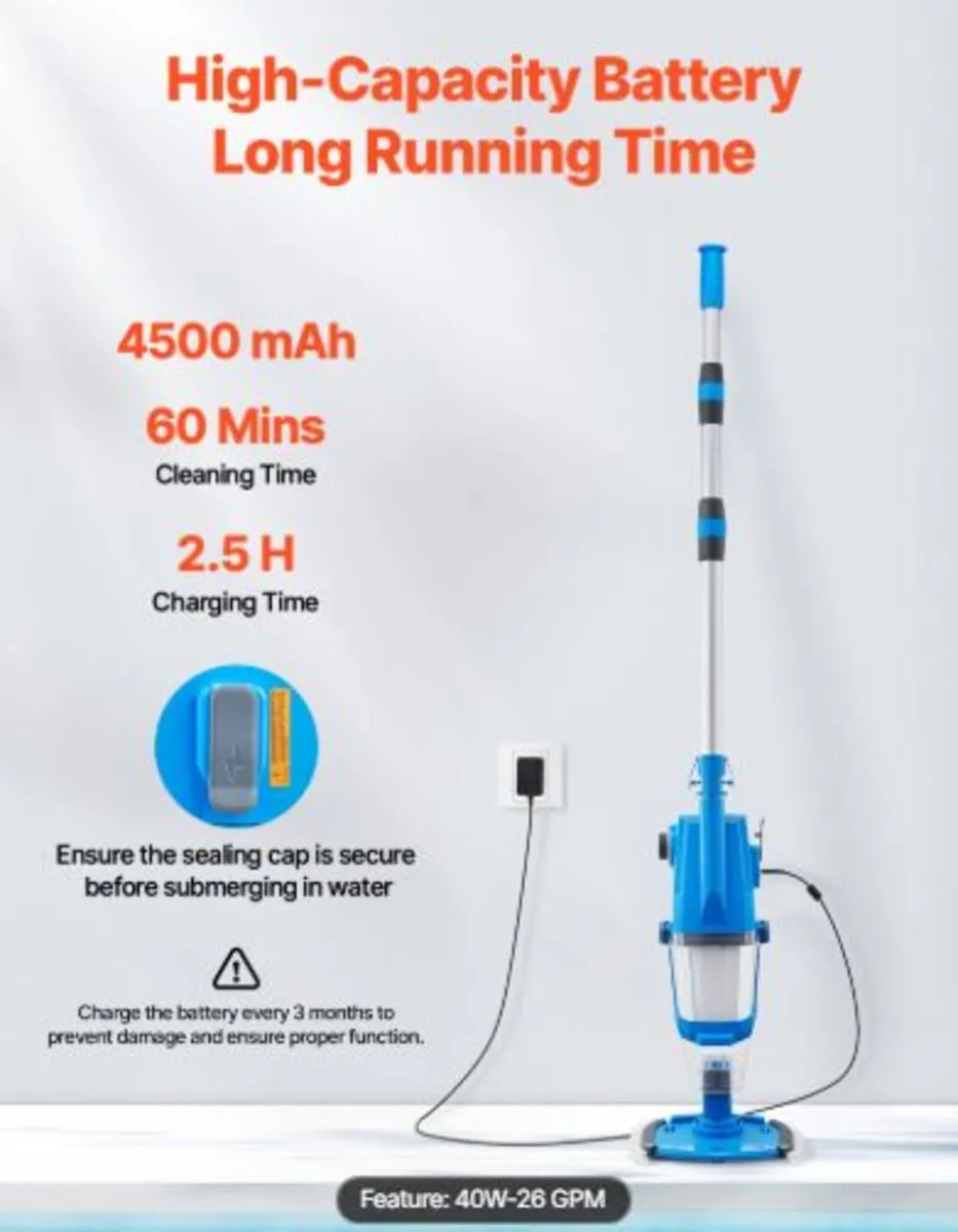 Pool Vacuum, 26 GPM Handheld Cordless Hot Tub - Image 4