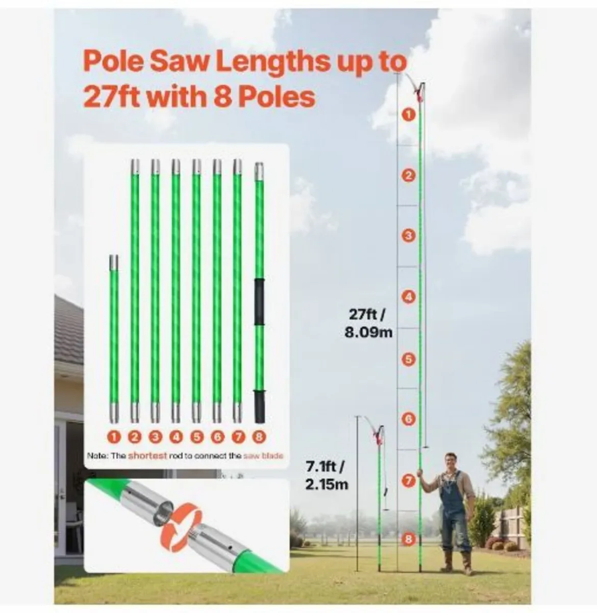 Manual Pole Saw, 118-809.3 cm - Image 2